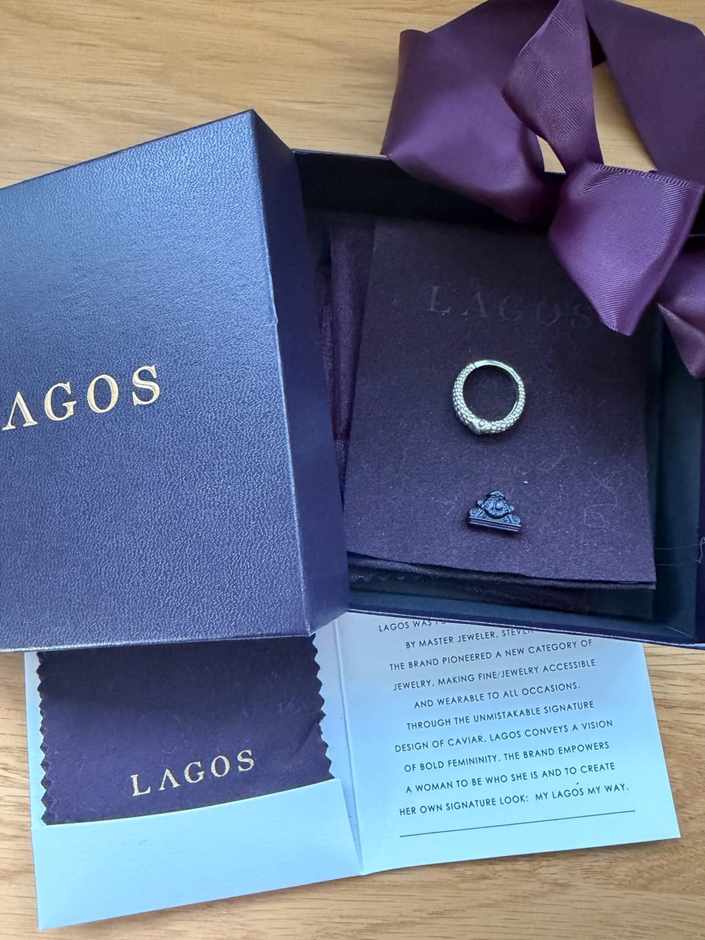 LAGOS Sterling Silver Caviar Crossover Ring Size 8